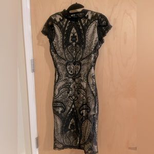 Black and cream lace dress